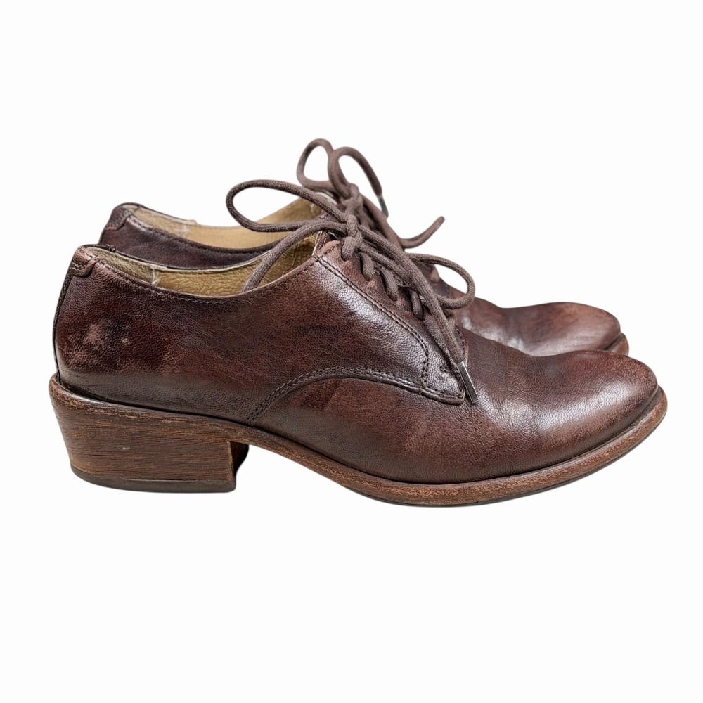Frye Women's Brown Leather Lace-up Heeled Derby Shoes 74202 Size 7 B